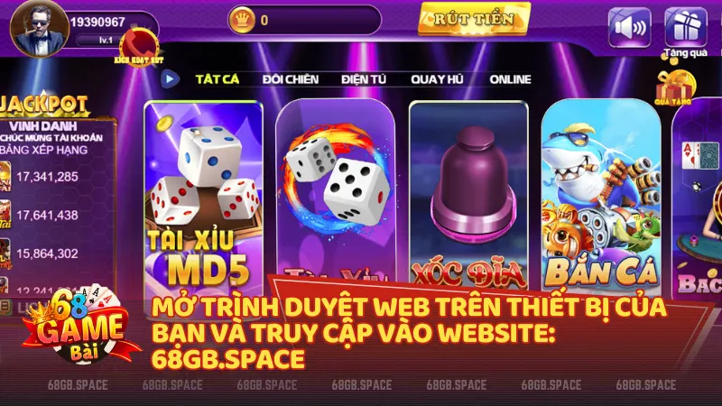 Các bước đăng nhập 68 Game Bài qua trang achieveit.in